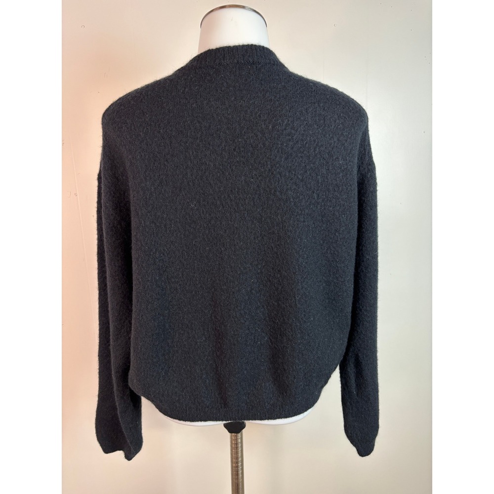 J. Crew Cardigan Sweater Medium Black Button Front Alpaca Wool Knit Sweater - Picture 5 of 11